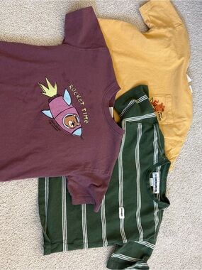 Rocket Time Graphic Tee - Plum with Yellow & Green Accents